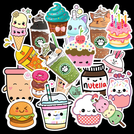 PACK 30 AWESOME STICKERS FOOD DESIGN